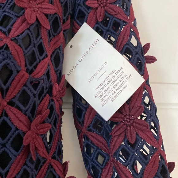 Self-Portrait Floral Grid Cold Shoulder Mini Dress Burgundy Navy Guipure Lace 6‎ - Picture 11 of 16